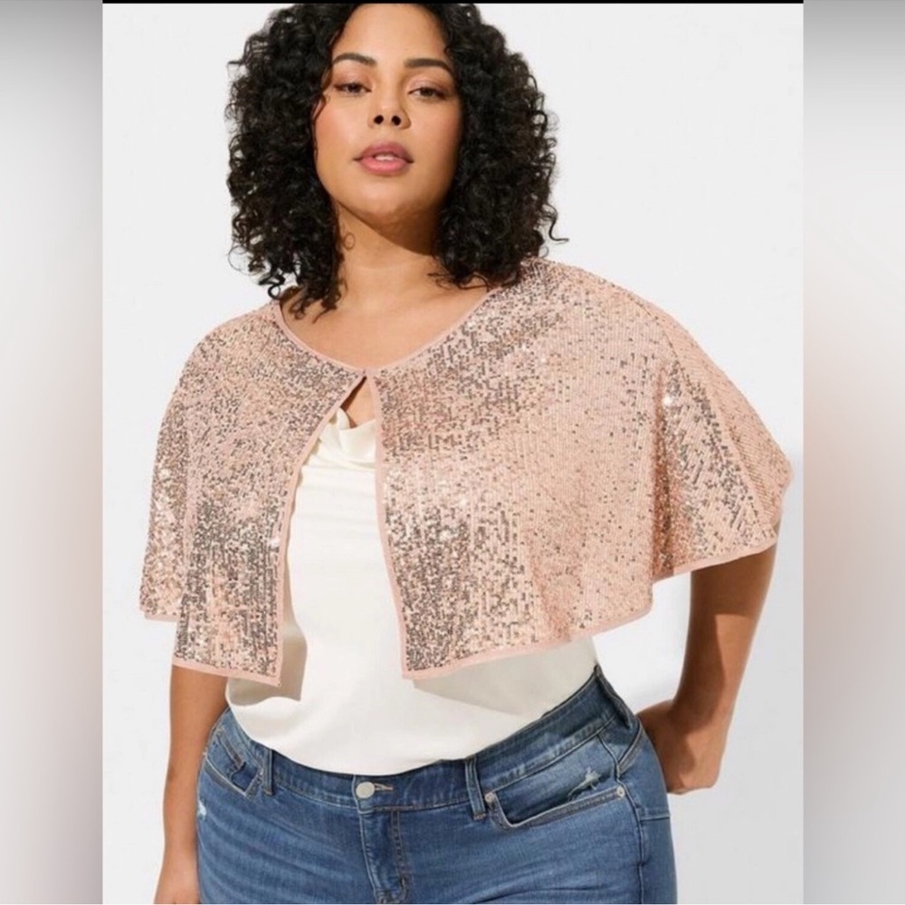 Torrid Sequins Bolero (Capelet/Wrap/Shawl) - Champagne - One Size